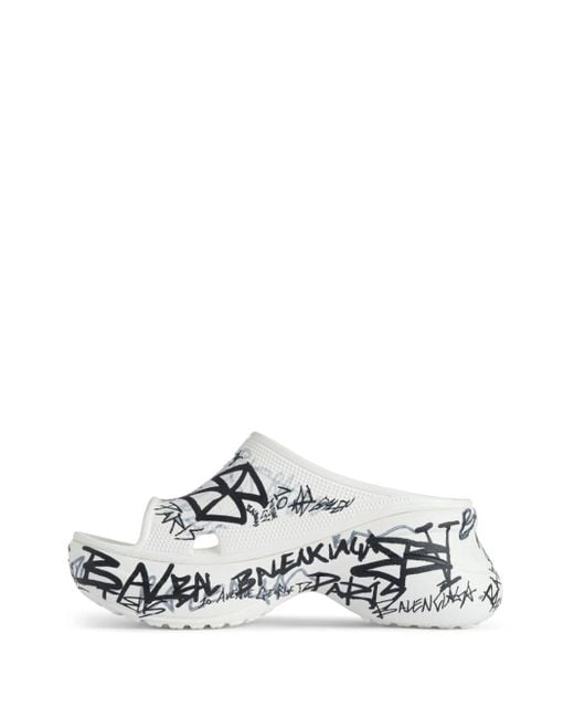 Balenciaga White X Crocs Pool Slide Sandals