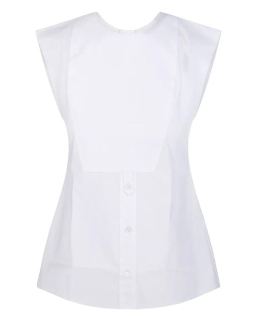 Victoria Beckham White Button-Front Sleeveless Top