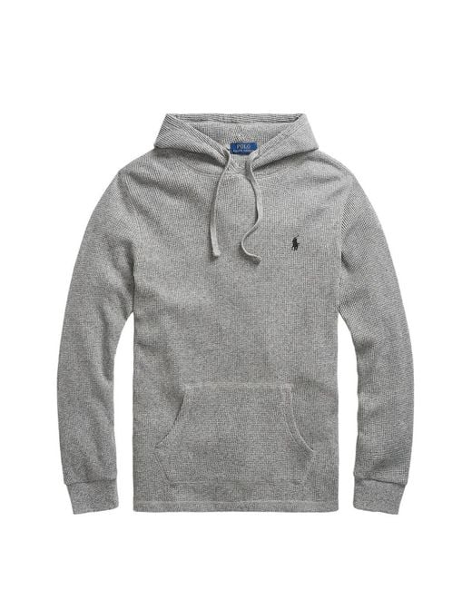 Polo Ralph Lauren Gray Polo Pony Waffle-Knit Hoodie for men