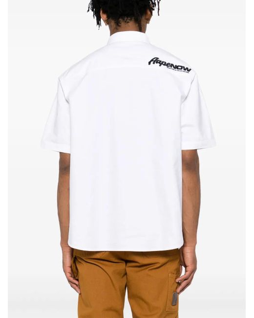 Aape By A Bathing Ape White Aapenow Moonface-Logo Shirt for men
