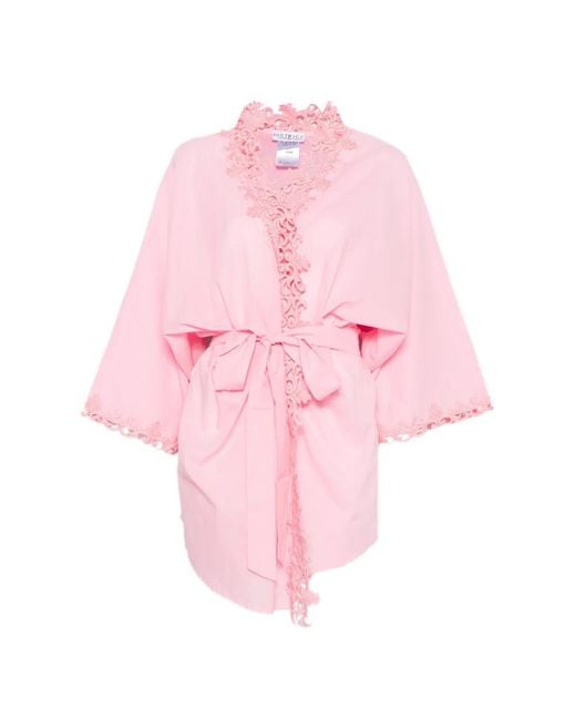 Mazzei Pink Embroidered-Trim Kimono
