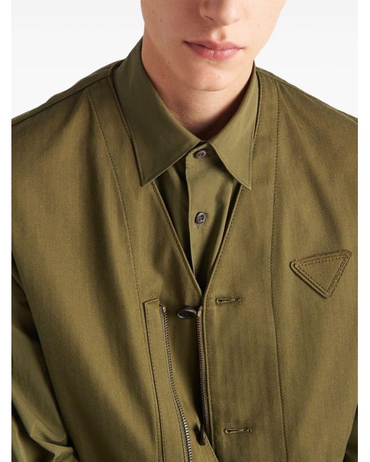 Prada Green Button-front Cotton Vest for men