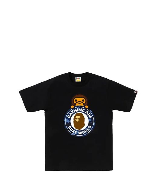 A Bathing Ape Black Milo Busy Works T-Shirt for men