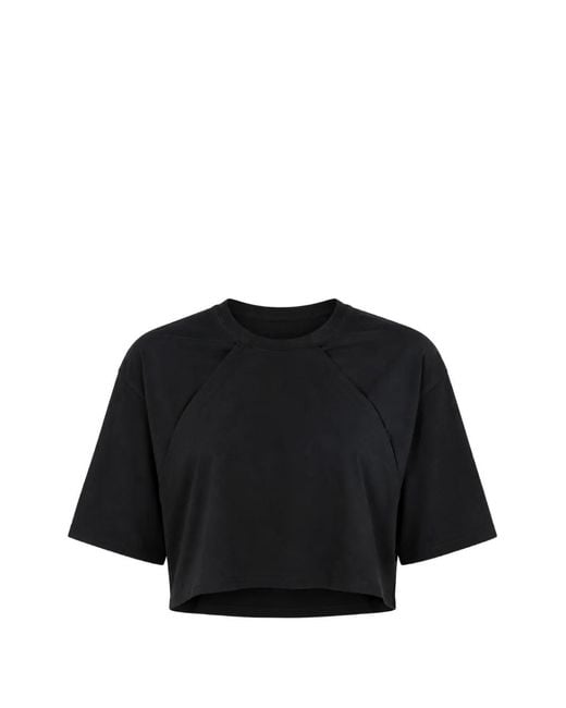 Litkovskaya Black Pleated Cropped T-Shirt