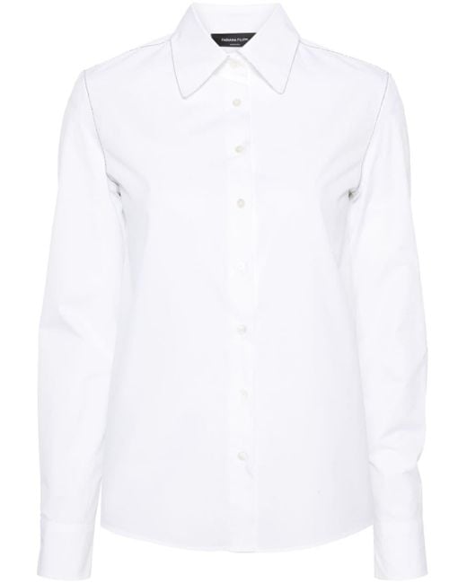 Camisa de popelina con cuentas Fabiana Filippi de color White