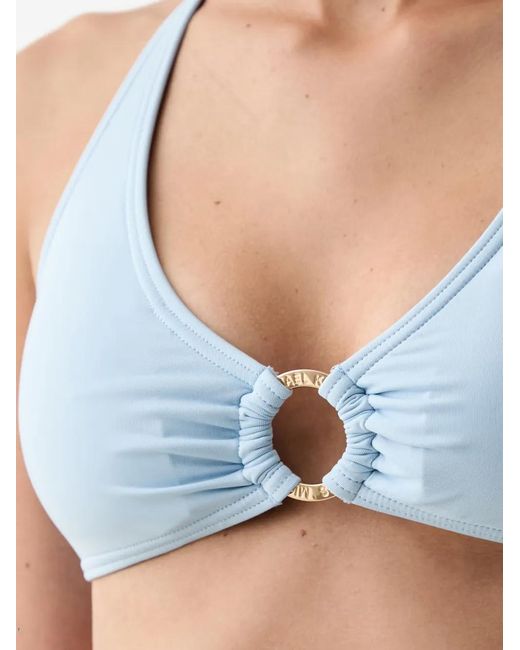 MICHAEL Michael Kors Blue Ring-Detail Halterneck Bikini