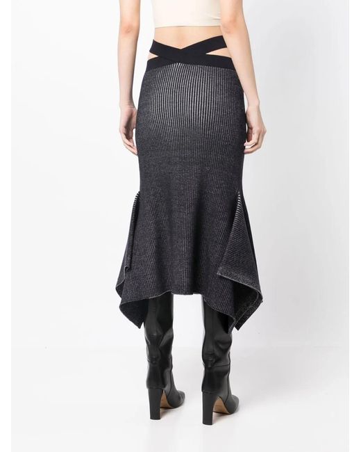 3.1 Phillip Lim Black Ribbed-Knit Asymmetric Skirt