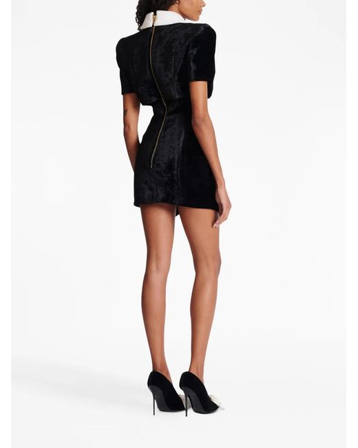 Balmain Black Tailored Velvet Minidress