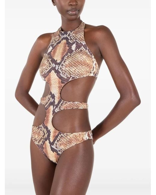 Roberto Cavalli White Python Swimsuit