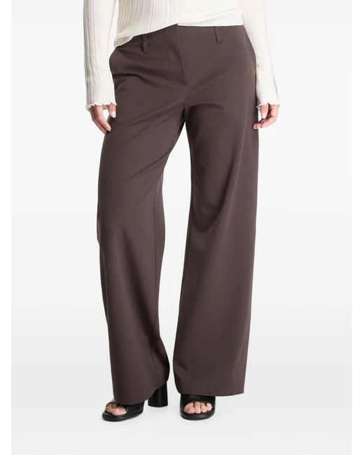 Samsøe & Samsøe Gray Belt-Loop Wide-Leg Trousers