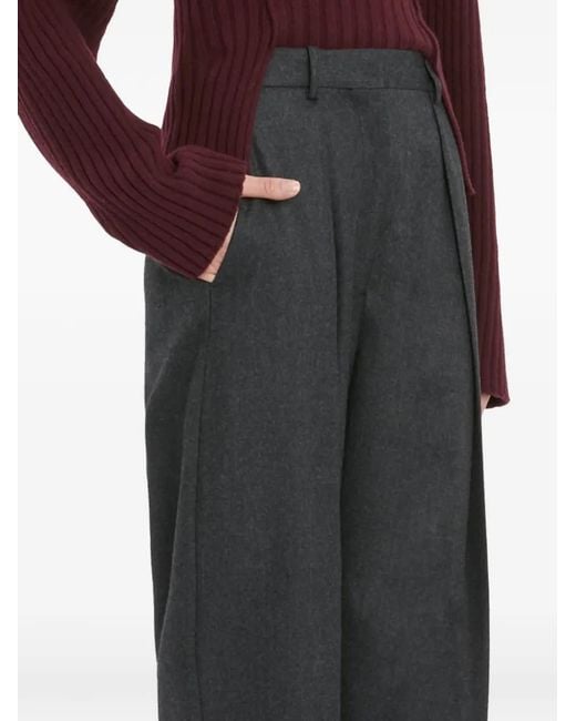 Victoria Beckham Black Pantalon Droit À Design Plissé