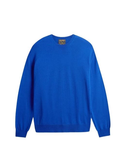 Woolrich Blue Extra-Fine Merino Wool Sweater for men