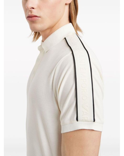 Emporio Armani White Logo-tape Cotton Polo Shirt for men