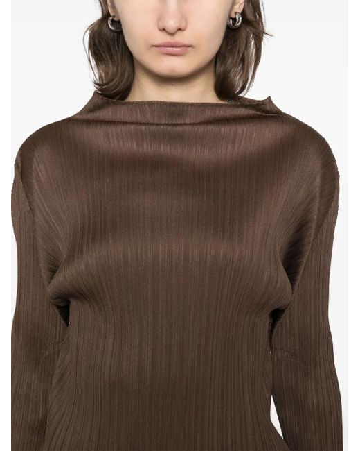 Pleats Please Issey Miyake Brown Shirts