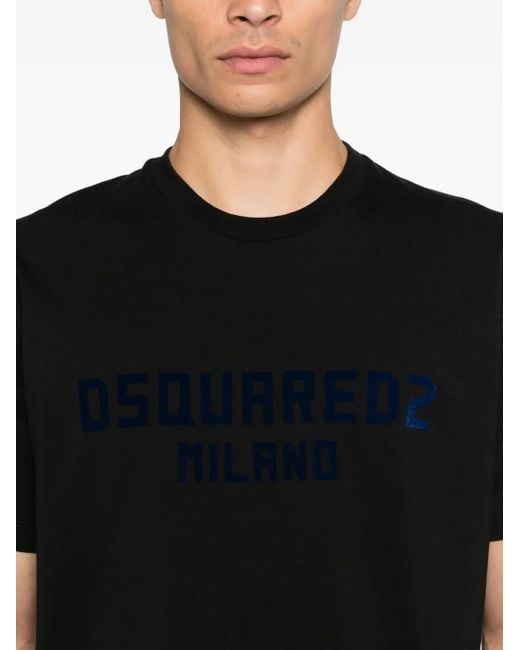 DSquared² Black Short-Sleeve T-Shirt With Embossed Logo for men