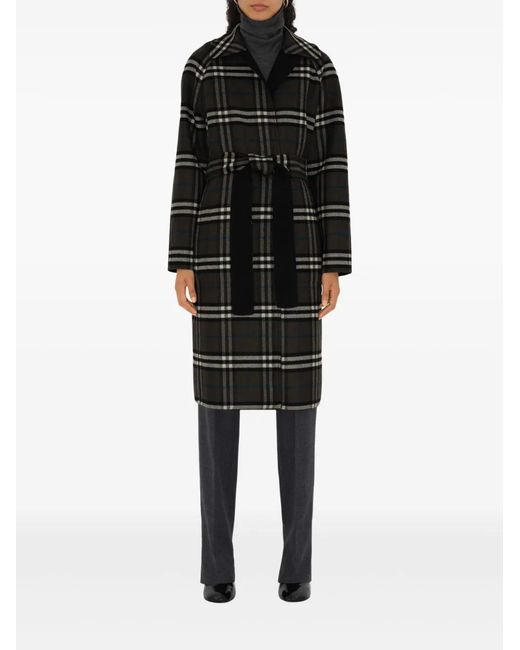 Burberry Black Wool Reversible Wrap Coat