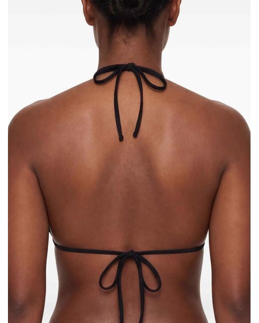 LaRevêche Black Floral-Appliqué Bikini Top