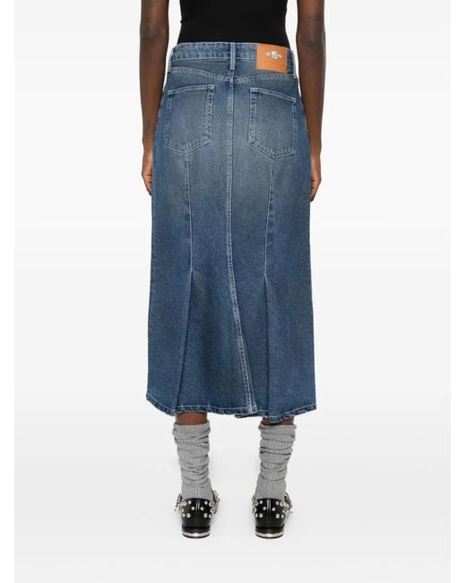 Simone Rocha Blue Distressed-Effect Midi Skirt