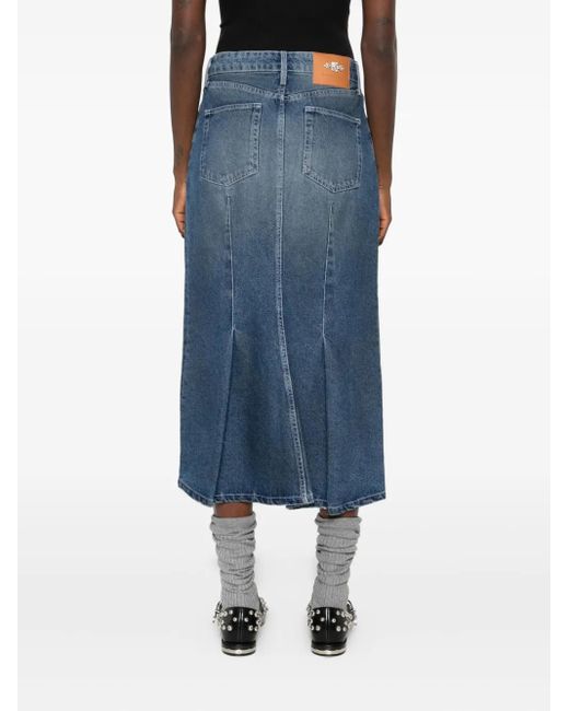 Simone Rocha Blue Distressed-Effect Midi Skirt