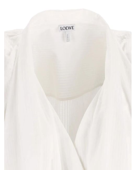 Loewe Geplooide Mini-Jurk Met Cropped Mouwen in het White