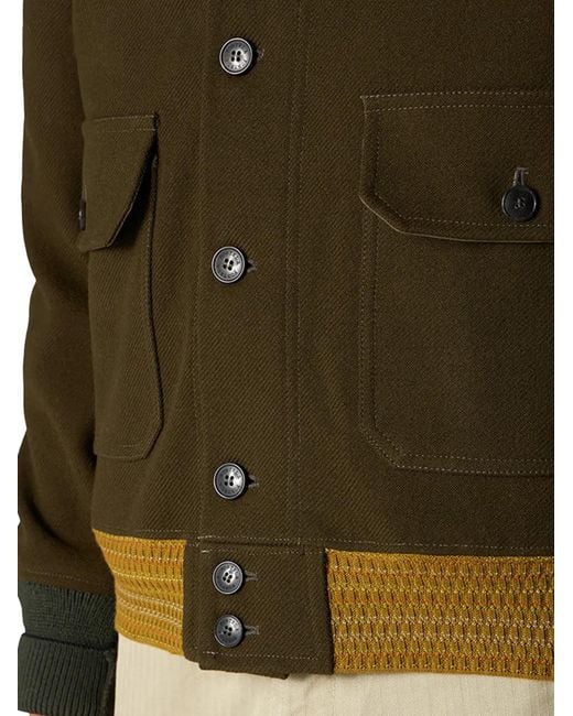 Fortela Green Button Bomber Jacket for men