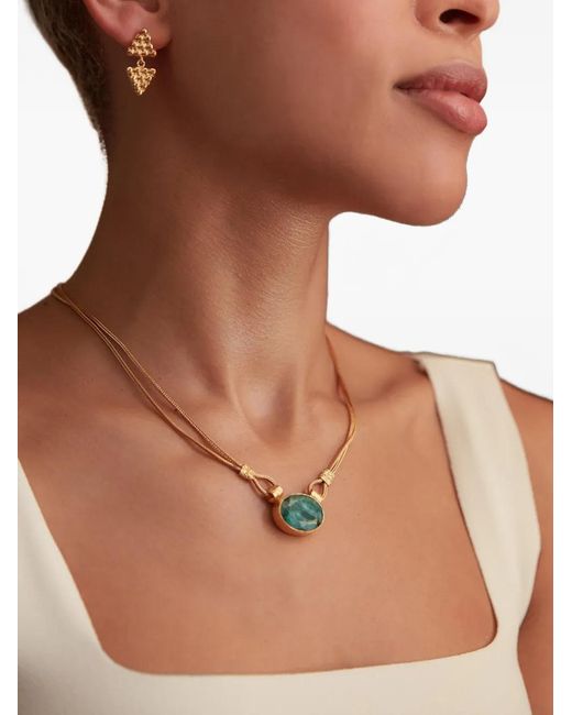 Ottoman Hands Metallic Daphne Emerald Chain Necklace