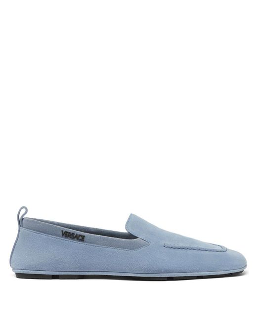 Versace Suède Loafers Met Stiksels in het Blue voor heren