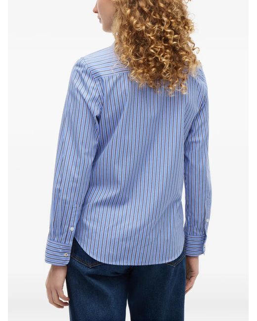 Tommy Hilfiger Blue Vertical-Stripe Long-Sleeve Shirt