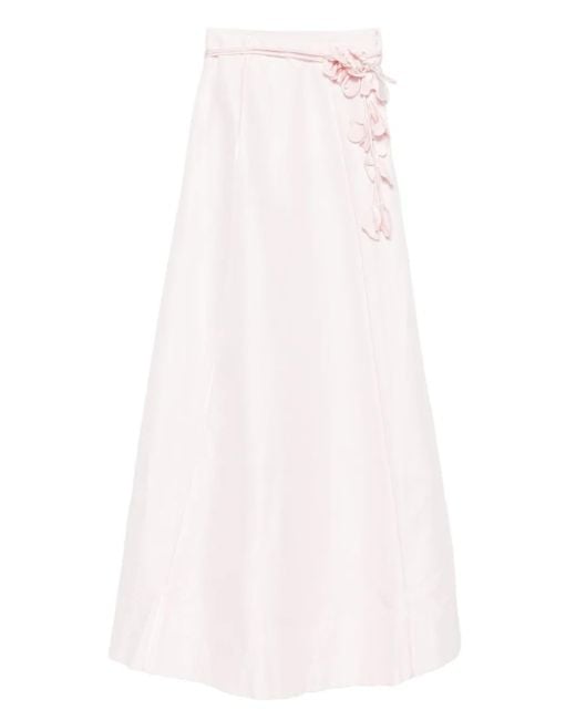 Aje. White Floral-Embellished Midi Skirt