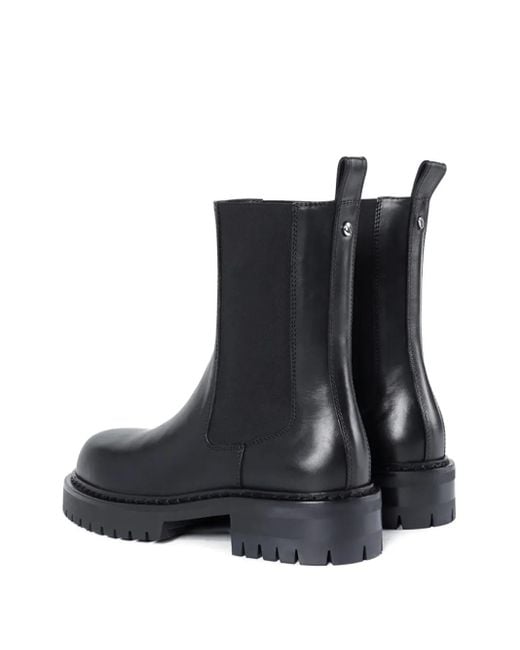 Ann Demeulemeester Black Elastic-Panel Leather Boots
