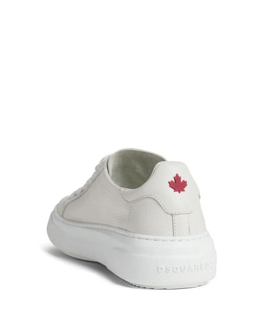 DSquared² White Logo-Embossed Lace-Up Sneakers