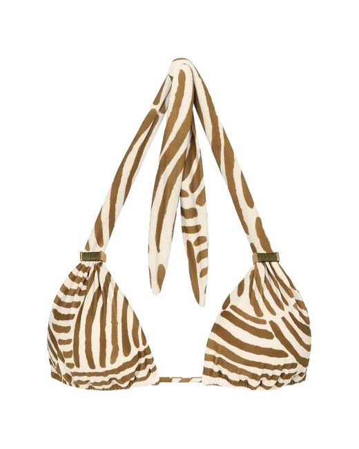 ViX Metallic Zebra-Print Triangle Bikini Top