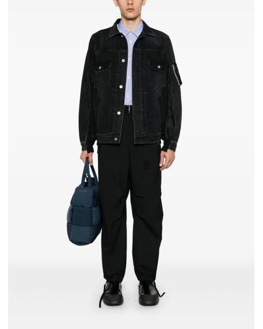 Sacai Black Patchwork Denim Jacket for men