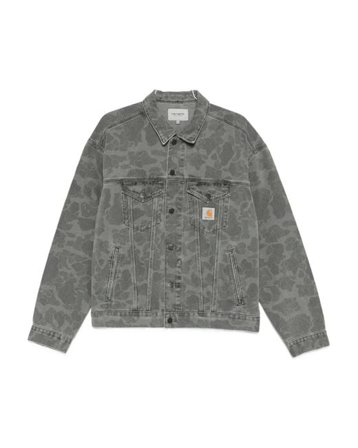 Carhartt Gray Helston Camouflage Buttoned Jacket for men