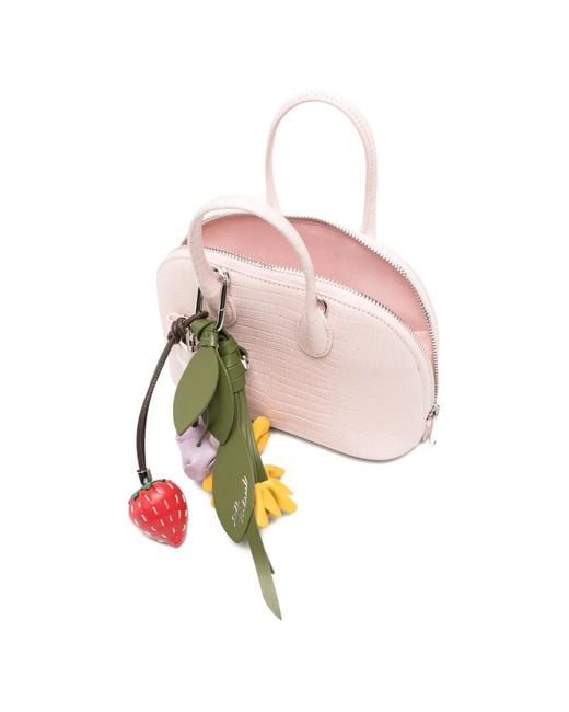 Self-Portrait Pink Lizard-Embossed Leather Mini Tote Bag