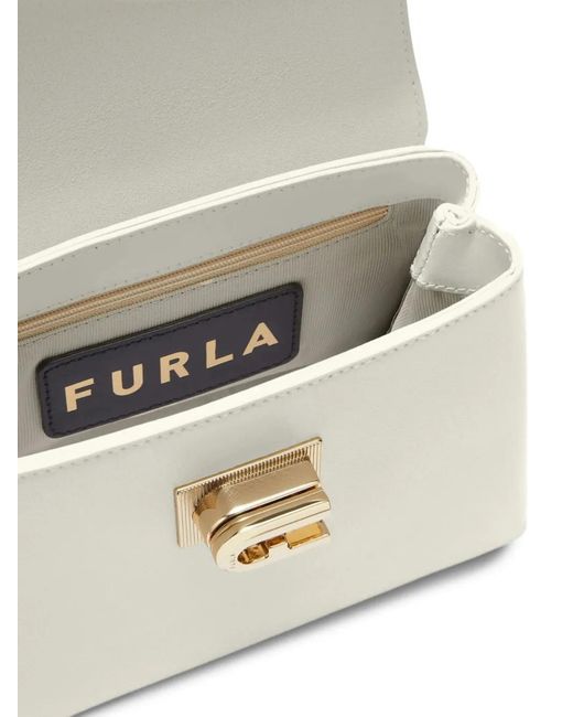 Furla White Mini 1927 Leather Tote Bag