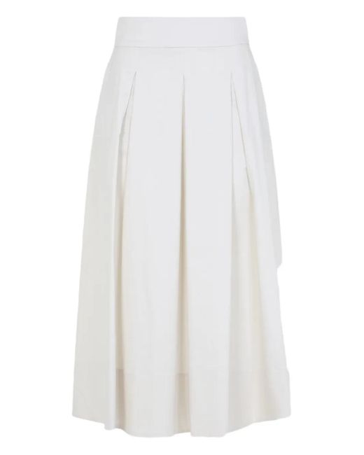 Peserico White Side-Pockets Midi Skirt