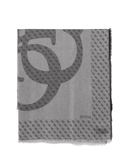 Bufanda Deshilachada Con Logo Estampado Guess de color Gray