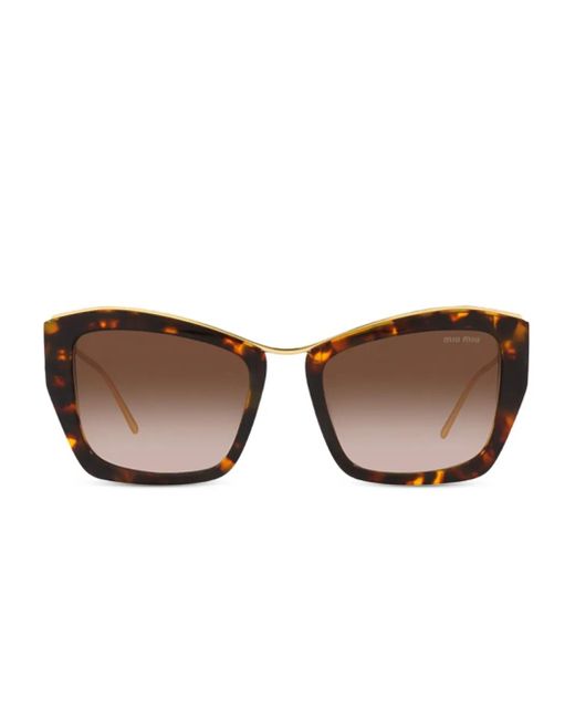 Miu Miu Brown Tortoiseshell Cat-Eye Sunglasses