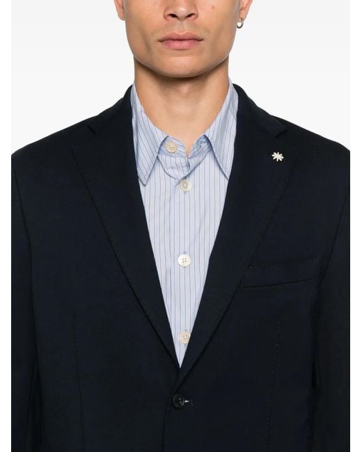 Manuel Ritz Blue Notched-Lapel Single-Breasted Blazer for men