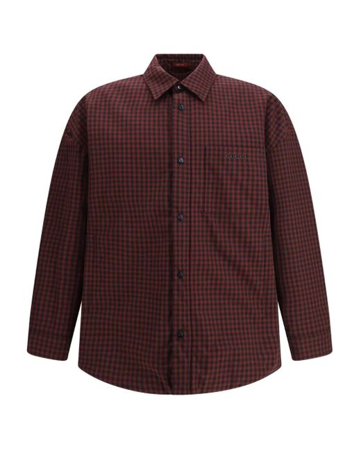 Gucci Purple Check-Pattern Cotton Overshirt for men