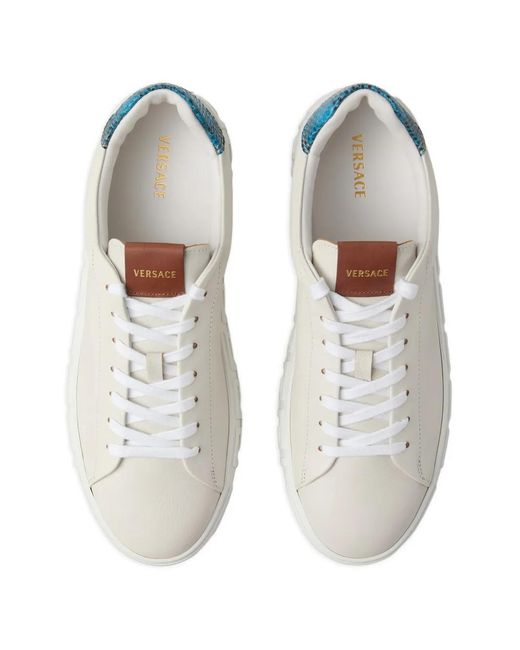 Versace White Greca Leather Sneakers for men