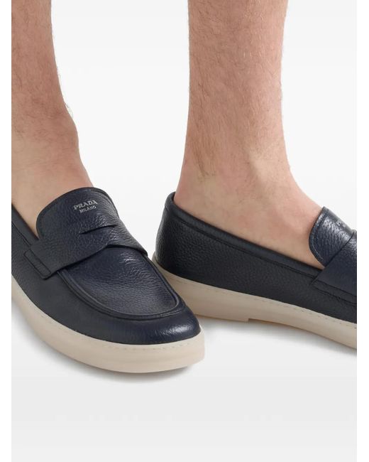 Prada Blue Leather Loafers for men