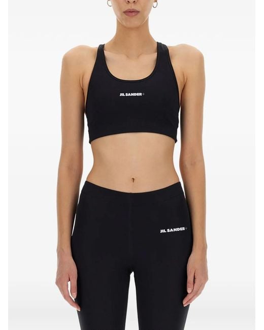 Jil Sander Black Logo-Print Cropped Top