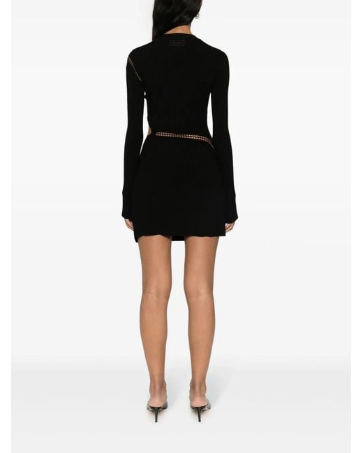 The Attico Black Cut-Out Ribbed Knit Minidress