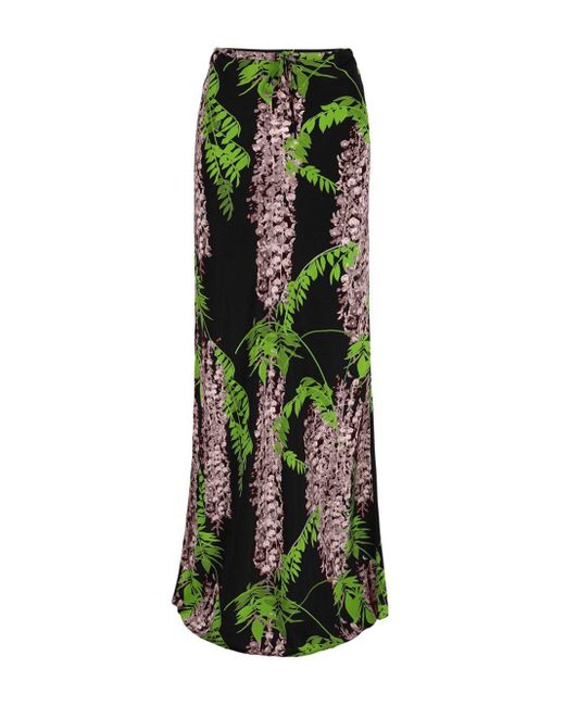 BERNADETTE Green Emily Floral-print Skirt