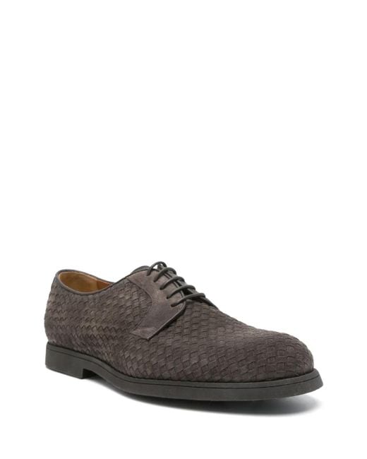 Doucal's Brown Interwoven Derby Shoes for men