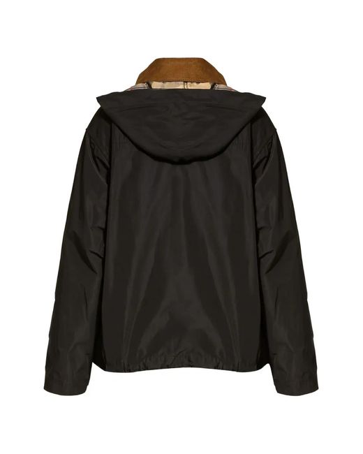 Barbour Black Weaver Corduroy-Collar Hooded Coat