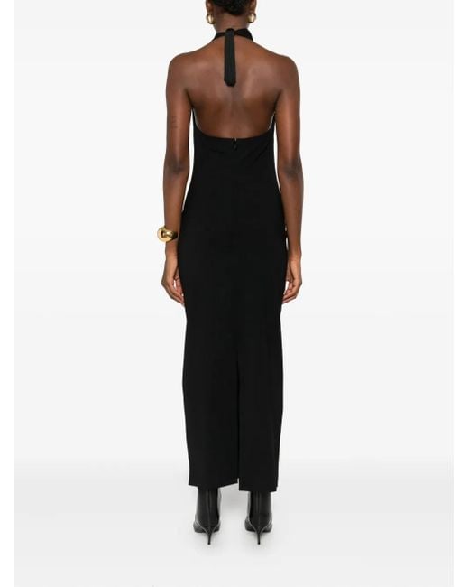Burc Akyol Black Cowl-Neck Midi Dress