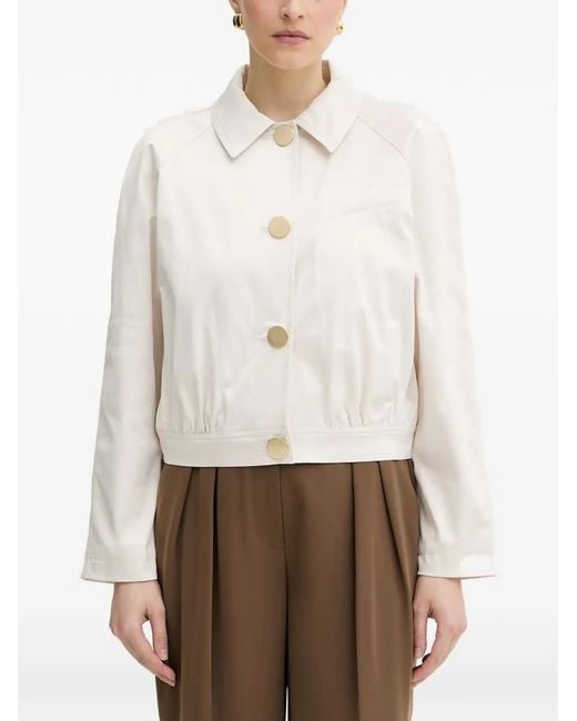ARMANI EXCHANGE White Raglan-Sleeve Button-Up Jacket